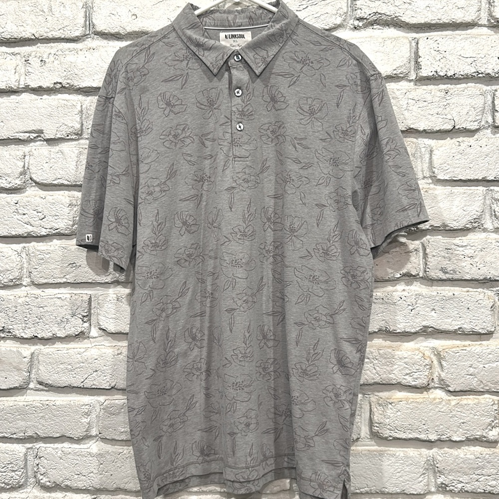 LinkSoul Men’s Rose print golf shirt, Size XL, NWOT, - Picture 2 of 10